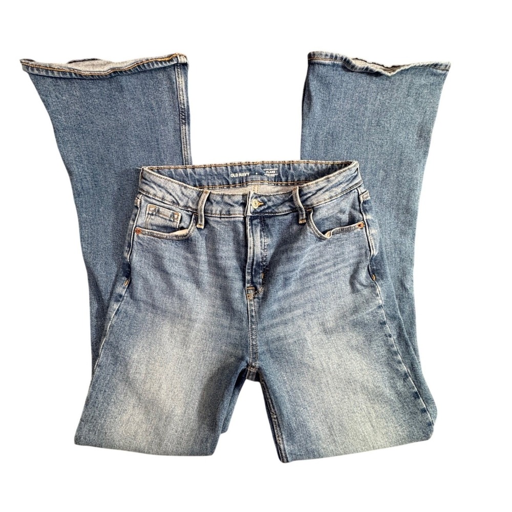 Old Navy Flare Jeans Blue Extra High Rise Secret Smooth Pocket Retro Boho 6